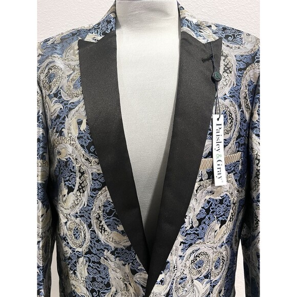 Paisley & Gray Blazer Men Size 40R Slim Fit Dragon Allover Print Sports Jacket - Picture 3 of 13